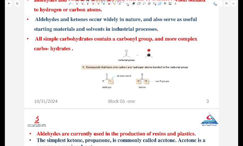 Aldehyde and ketones