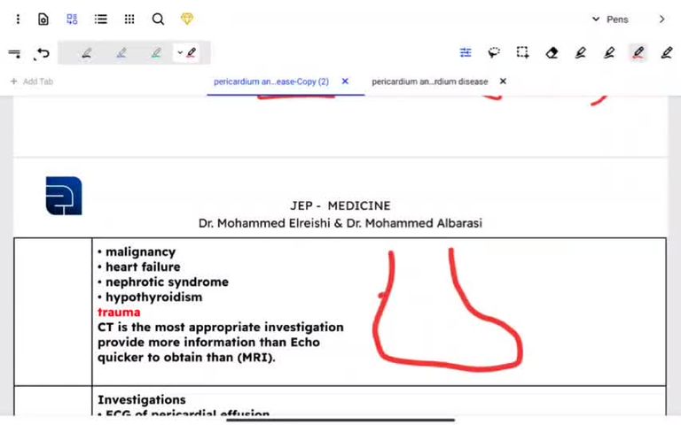 Pericardial effusion , constrictive pericarditis , cardiac tamponade